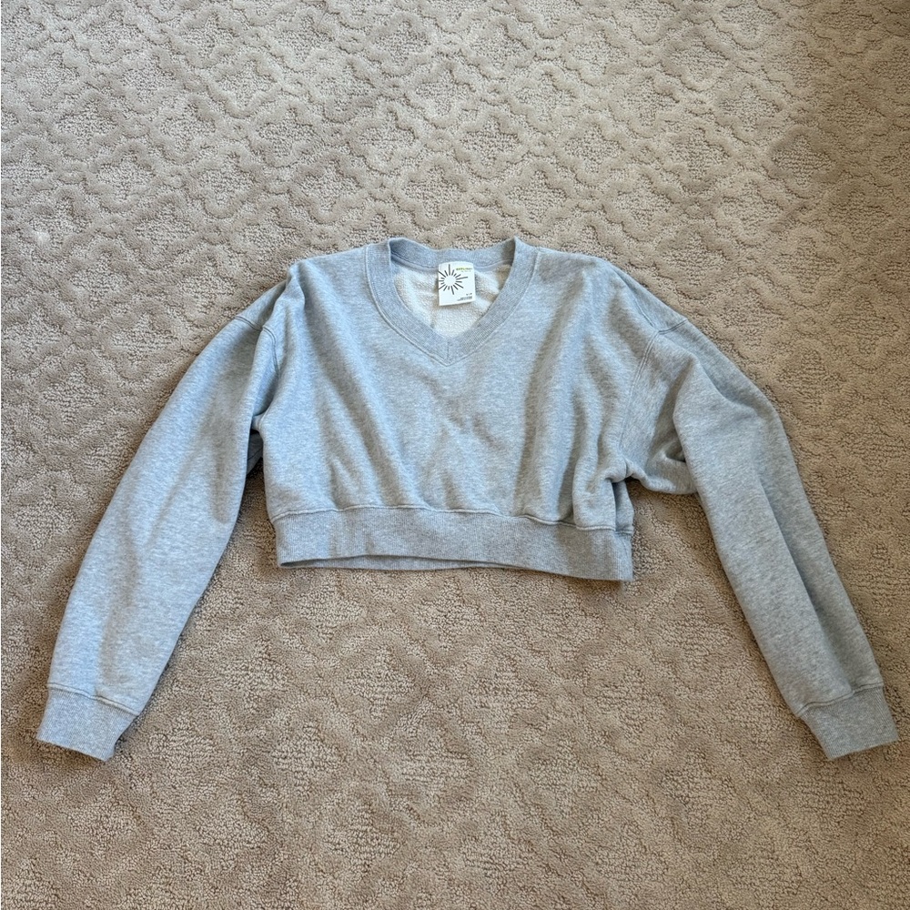 Aerie Offline Gray Cropped Crewneck